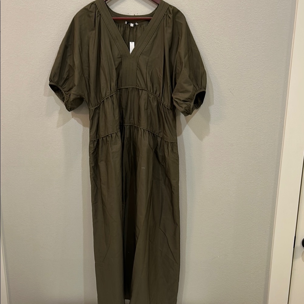 Madewell Khaki V-Neck Dress
